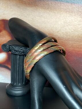 Nepal Tibet Silver Copper Brass Cuff Bracelets Set of 3 Pattern 3